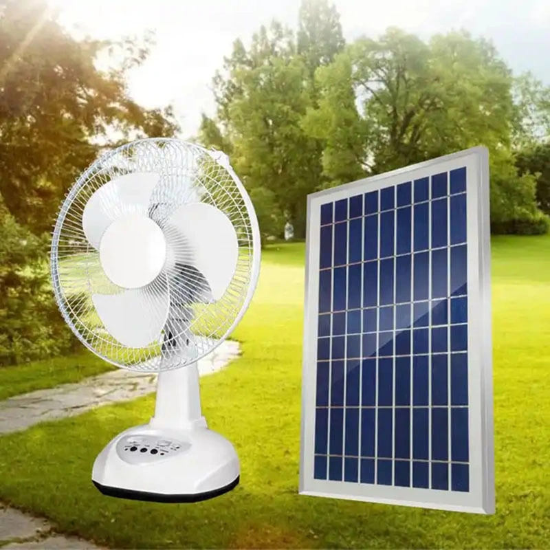 Solar Power AC 12V DC 12 16 18 Inch Rechargeable Solar Powered Pedestal Standing Stand Table Fan with Solar Panel Remote Control