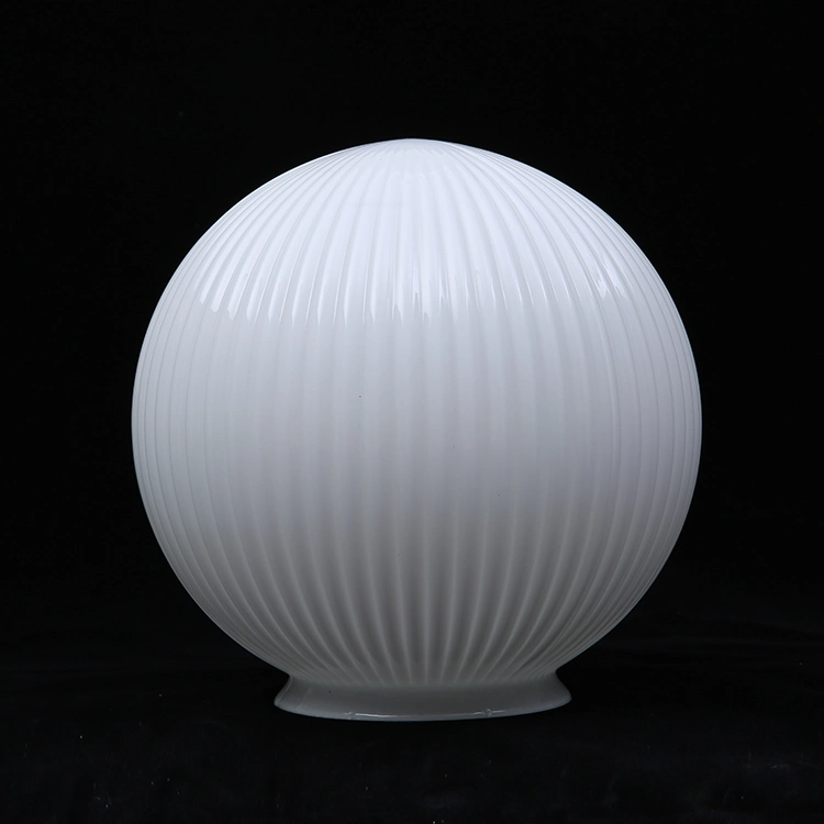 Mouth Blown Cheap Ribbed Glass Sphere Lampshade with Valgus Neck