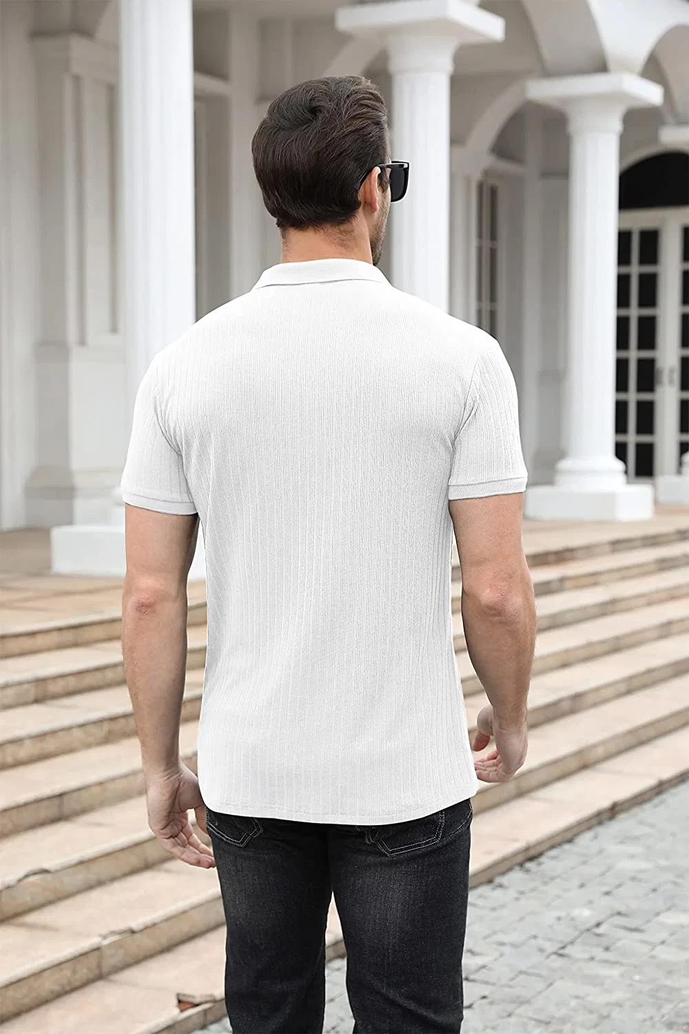 Polo für Herren mit V-Ausschnitt, Slim Fit, kurzärmelig, Performance Golfhemden