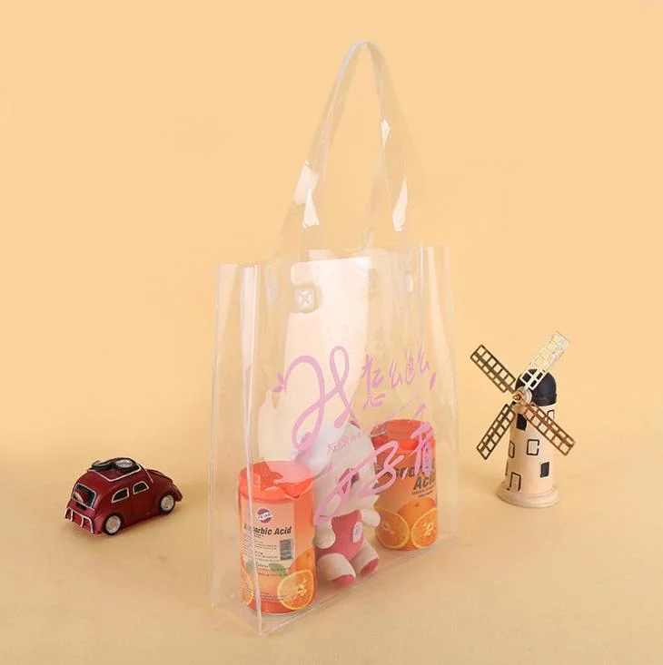 Clear Transparent Holographic PVC Gift Iridescent Tote Cosmetic Bag Hologram TPU Laser Handle Bag