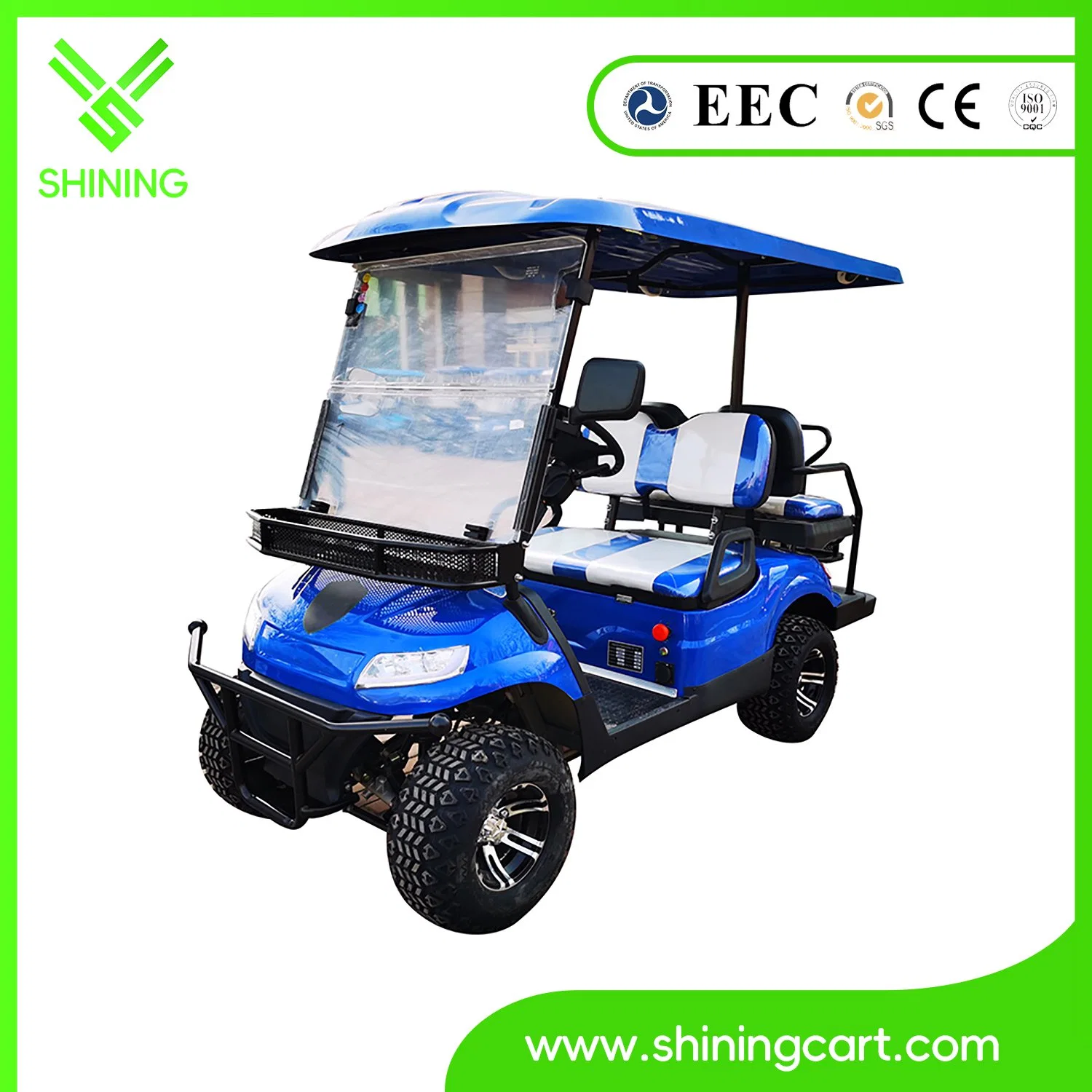 Shining Brand Green Electric Golf Cart with Four-Wheel Disc Brake