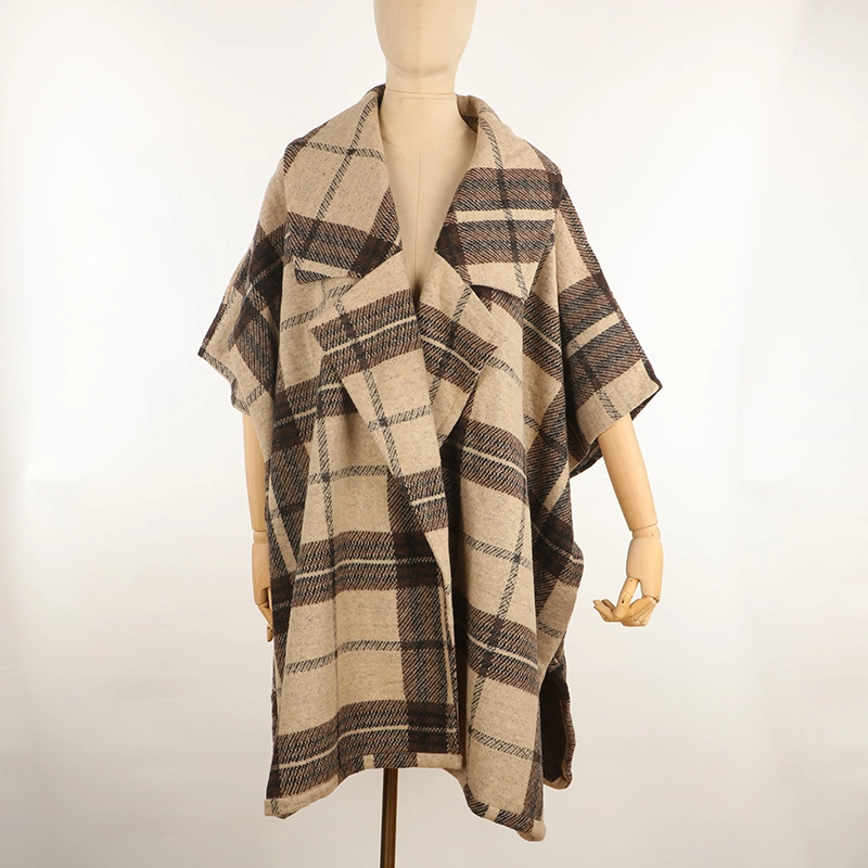 Hot Selling femme surdimensionnée manteau Plaid coupe-branches Poncho femme Châle