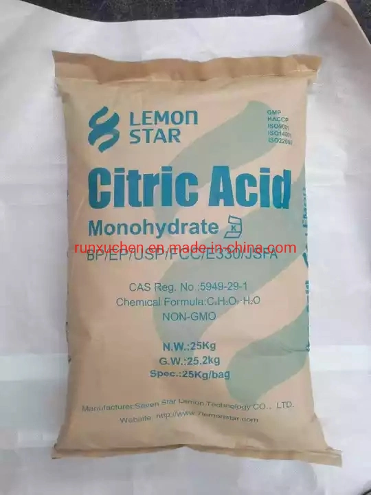 El ácido cítrico para uso alimentario ácido cítrico monohidrato 8-40 Weifang Malla Ensign, Ttca Rzbc, Cofco, Estrella, limón y Taihe.