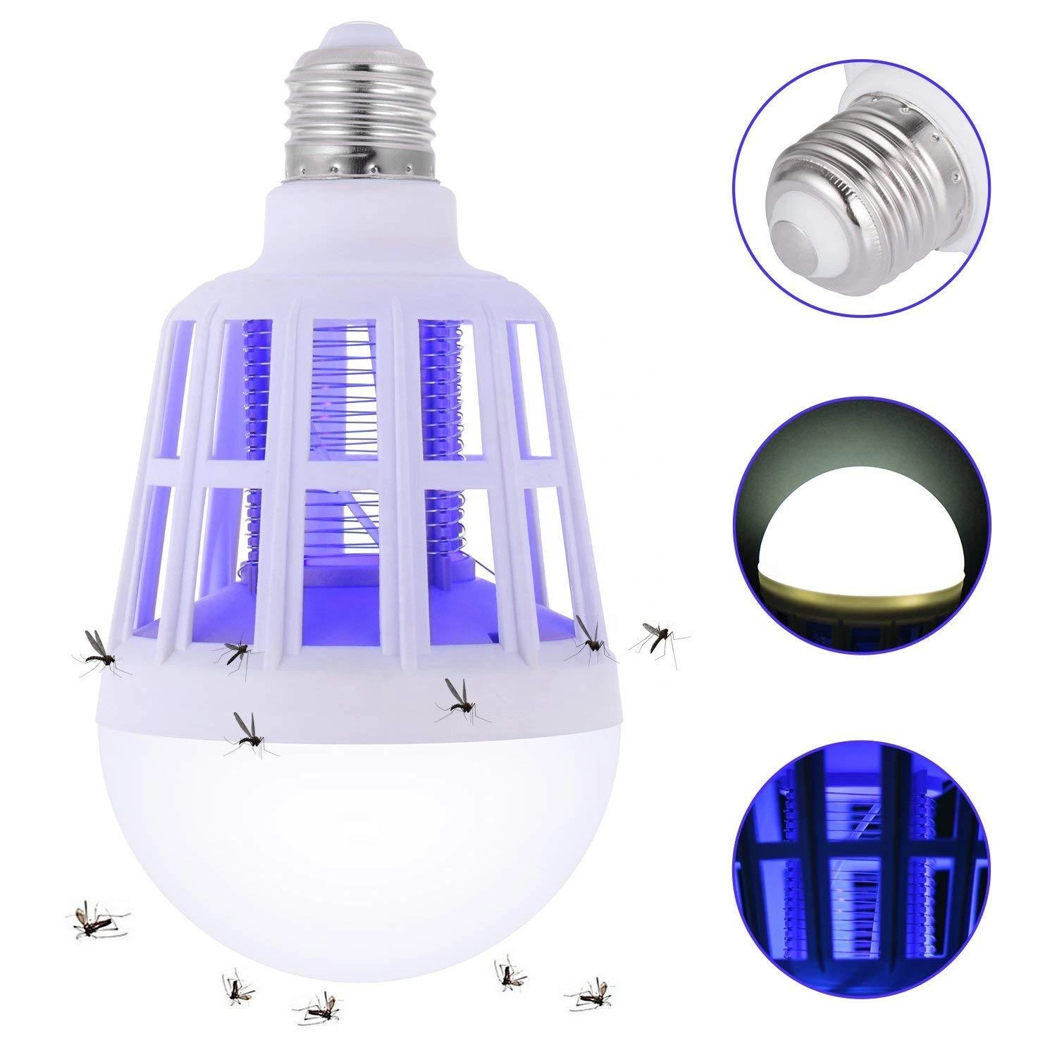 Bombilla LED asesina de mosquitos E27/B22 de 220V y 9W o 15W de potencia.