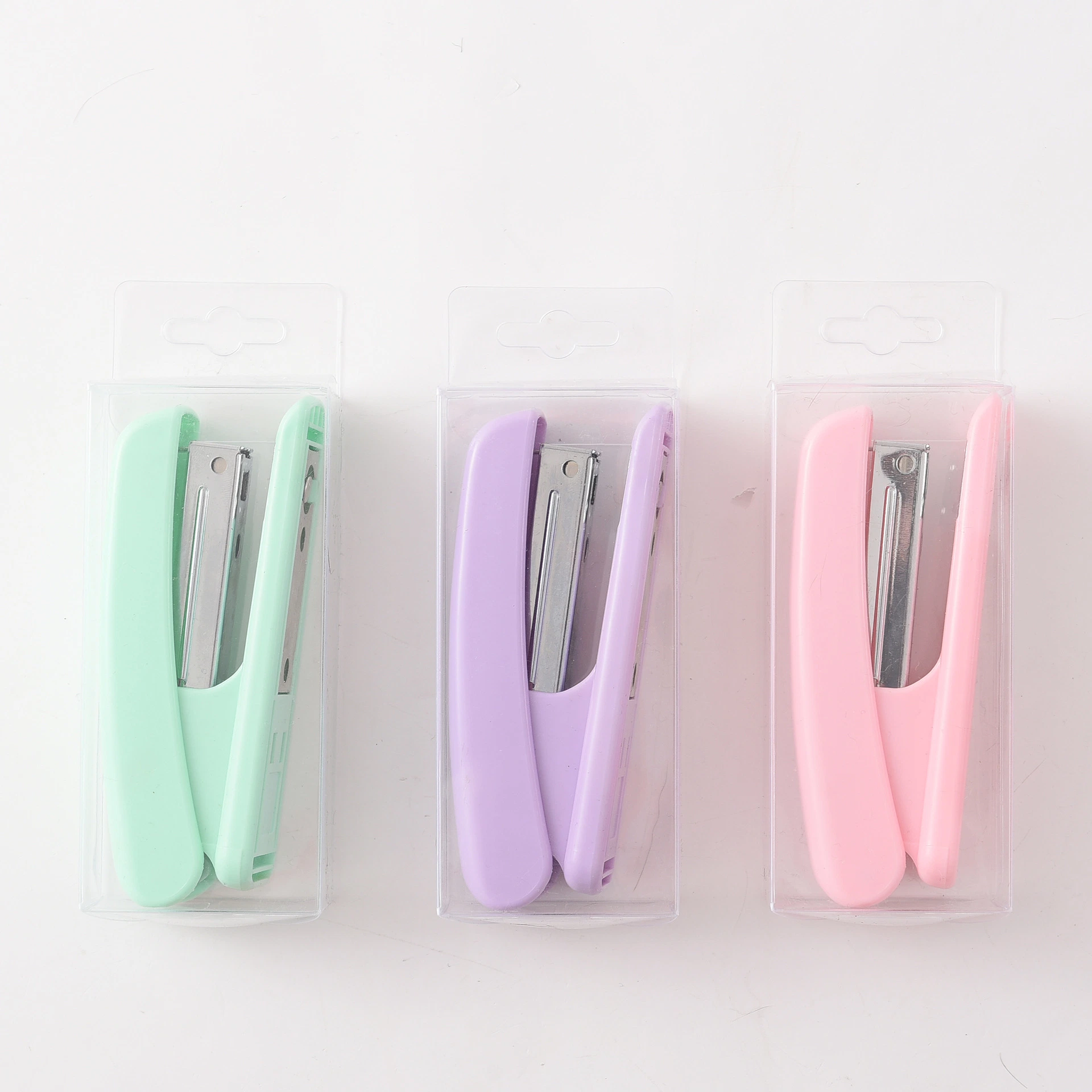 Macaron Color Stapler PVC Box Packaging Office Supplies Stationery