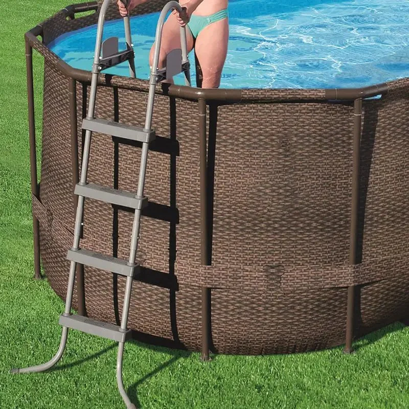 Foldable PVC Rattan Above Ground Power Steel Oval Frame Family Swimming Pool