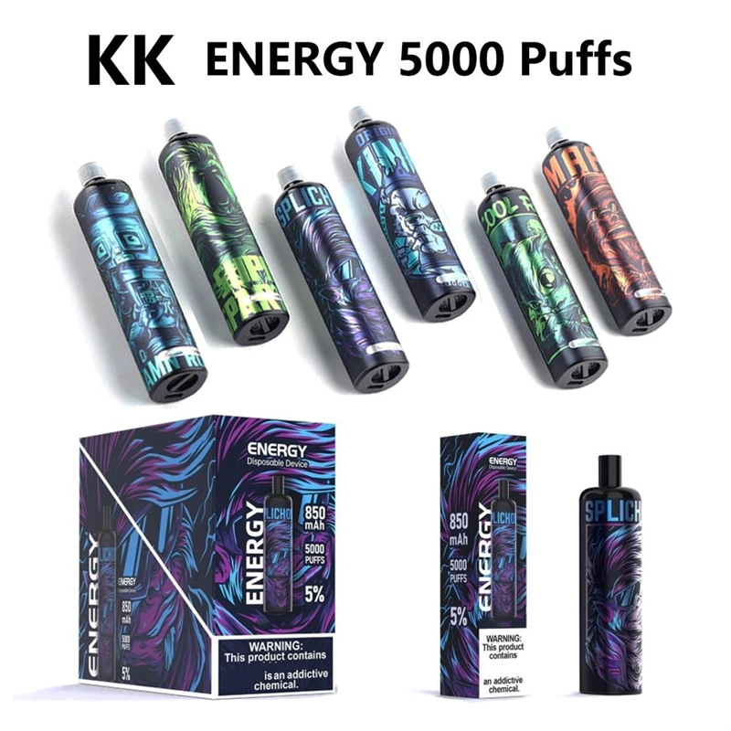 High Quality Original Kk Energy 5000 Puffs E Cigarettes Disposable Vape 850mAh 12ml Prefilled Mech Coil Airflow Pod Kits Rechargeable Vapes Randm Tornado 7000 8