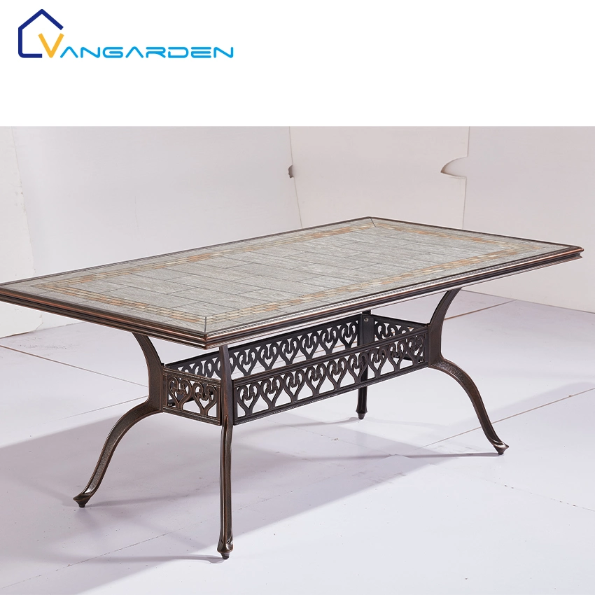 Good Price Dining Outdoor Furniture Square Luxury Metal Table for Garden