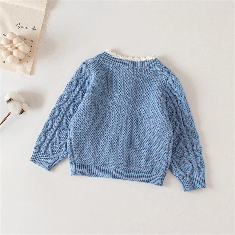 Autumn Sweet Knitting Outerwear Clothing Girl Baby Cute Embroidered Cardigan Sweater