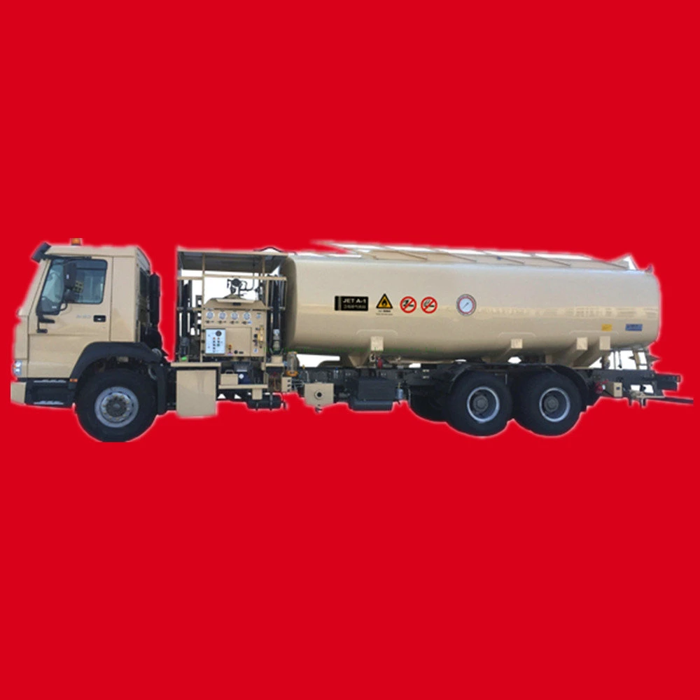 Sinotruck HOWO 21500L aviones cisterna (queroseno de aviación, gasolina, aceite de Jet A-1 Refueler Petrolero de aviones de reabastecimiento de combustible del molinete 1200L/min elevación de la Plataforma de reabastecimiento de combustible 4m)