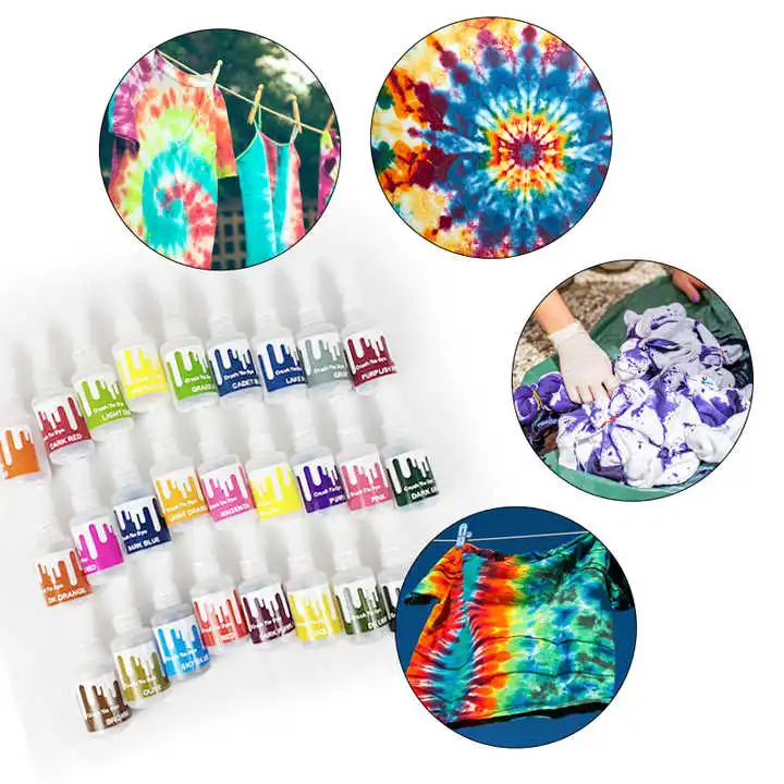 26 Vivid Colors Non Toxic Fabric DIY Tie-Dye Kit