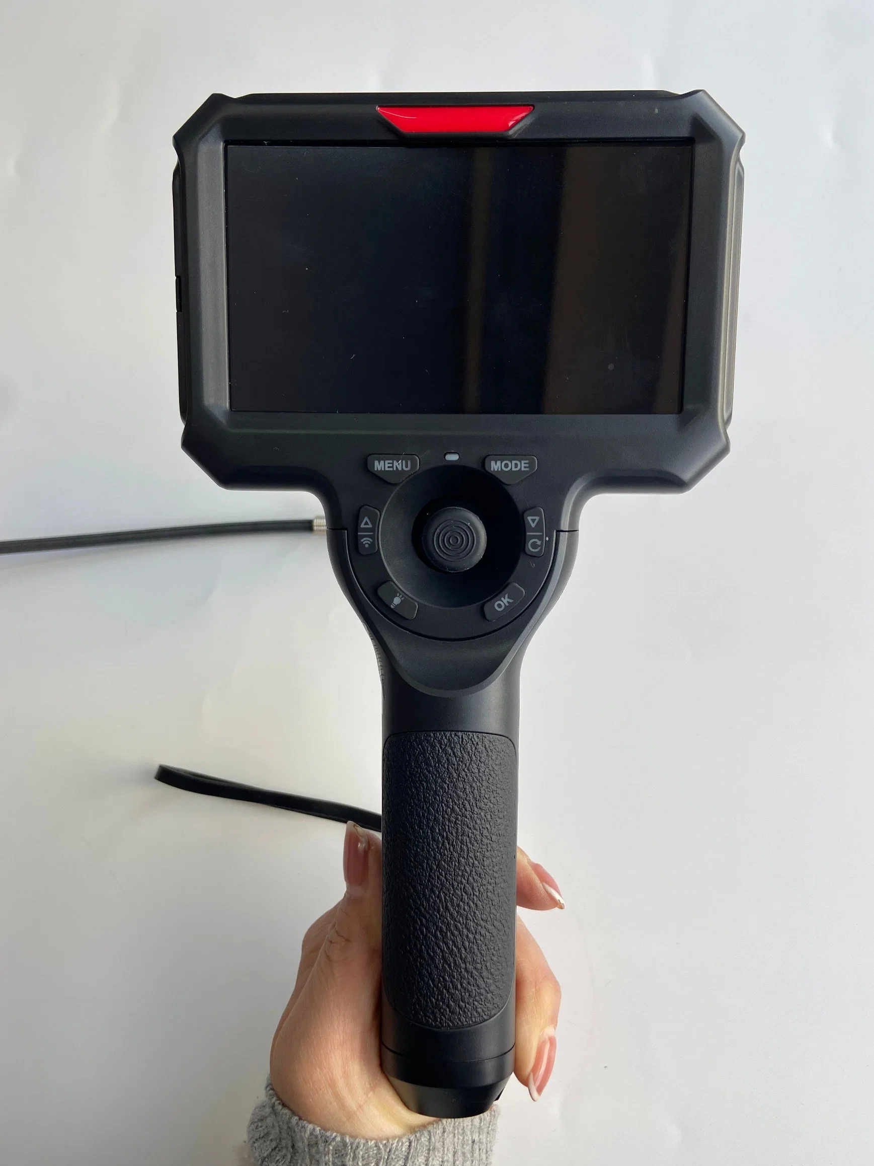 Flexible Industrial Video Endoscope with 360 Degree Joystick Articulation, 5 Inch IPS Screen, Tungsten Braided Tube, 1mt Testing Cable