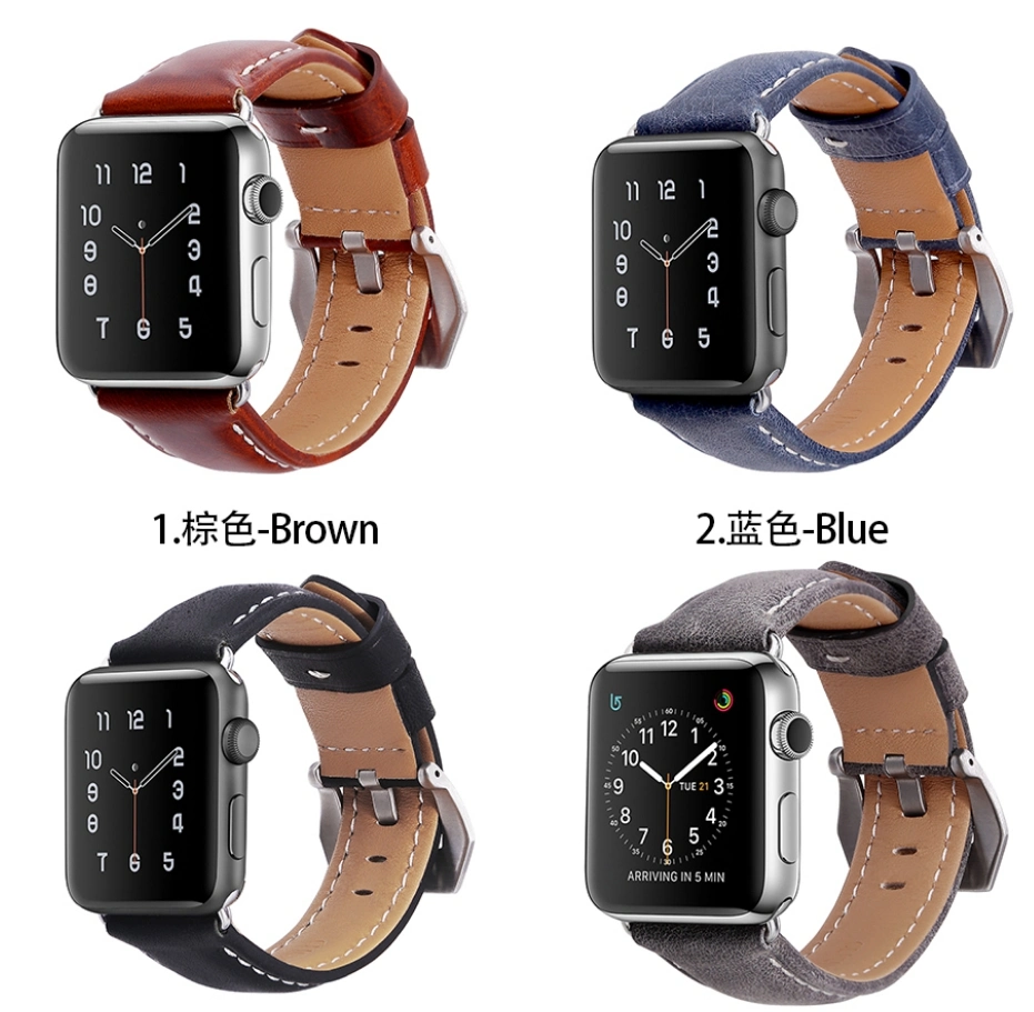 Nivel alto de la correa Iwatch correa de cuero auténtico para Smart Watch Band