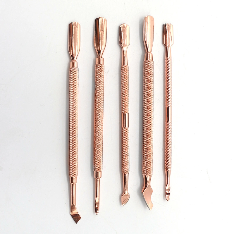 Low MOQ Customized Color Nail Art Beauty Rose Gold 6PCS Private Label Cuticle Pusher