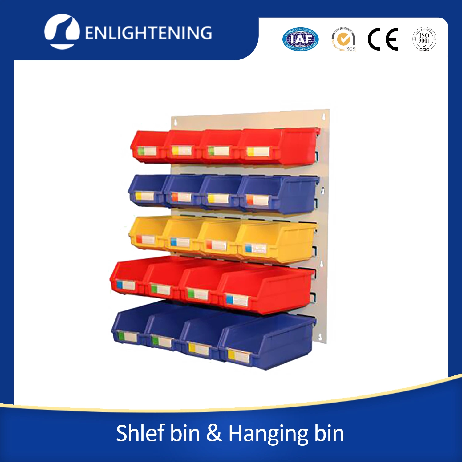 Almacén promocional almacenamiento estante de Hang Bins para piezas pequeñas