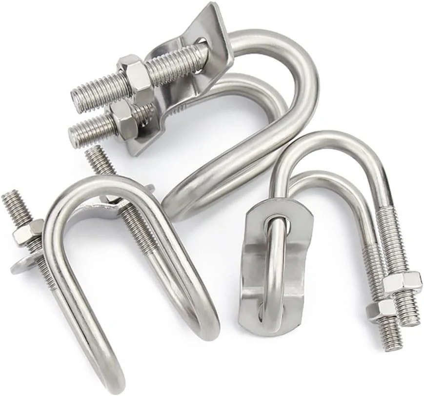 Double U-Shaped Clamp Cross Fixed Tube Clip Fixed Water Pipe Stainless Steel U-Bolt Cross Tube Clip