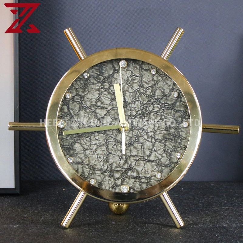 Großhandel Einzigartige Design Golden Home Einrichtung Set Leder Blumenvase Metall Uhr Tablett Spiegel Home Dekoration Set