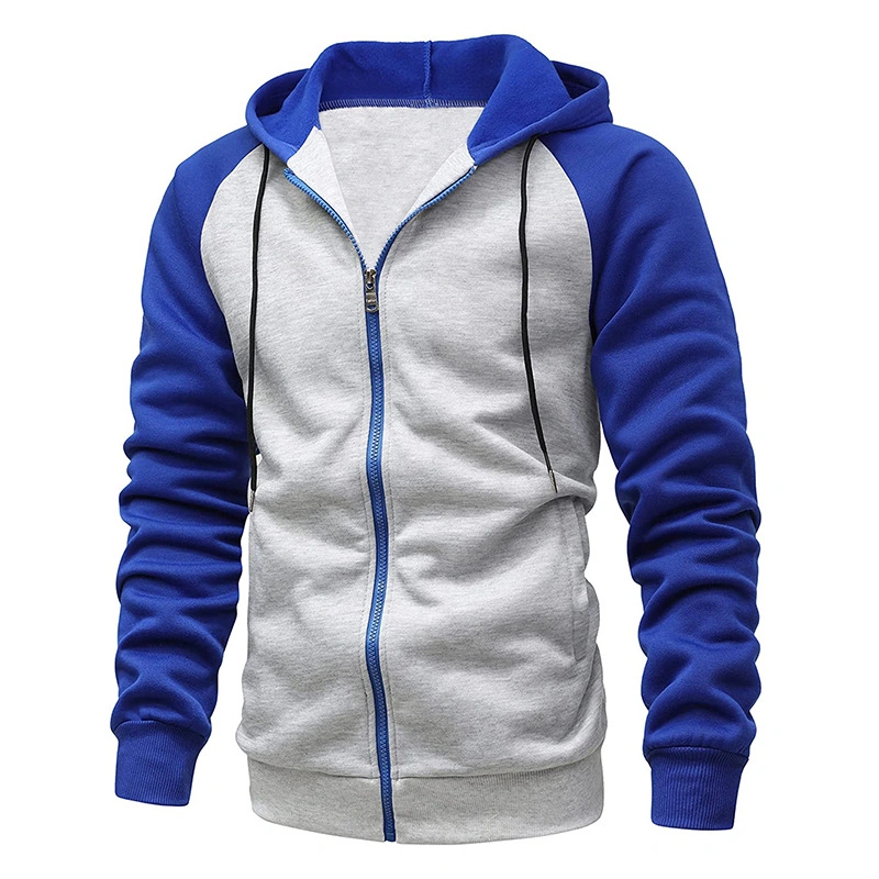 Factory Custom Zipper Hooded Fleece Color Matching Sports Men Cardigan Fleece Hoodies Street Wind Wholesale/Supplier Custom Logo Printed Plain Hoodies