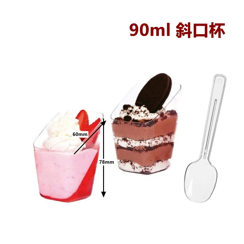 Forma cuadrada desechables PS Claro 160ml postre copa de helado de contenedores