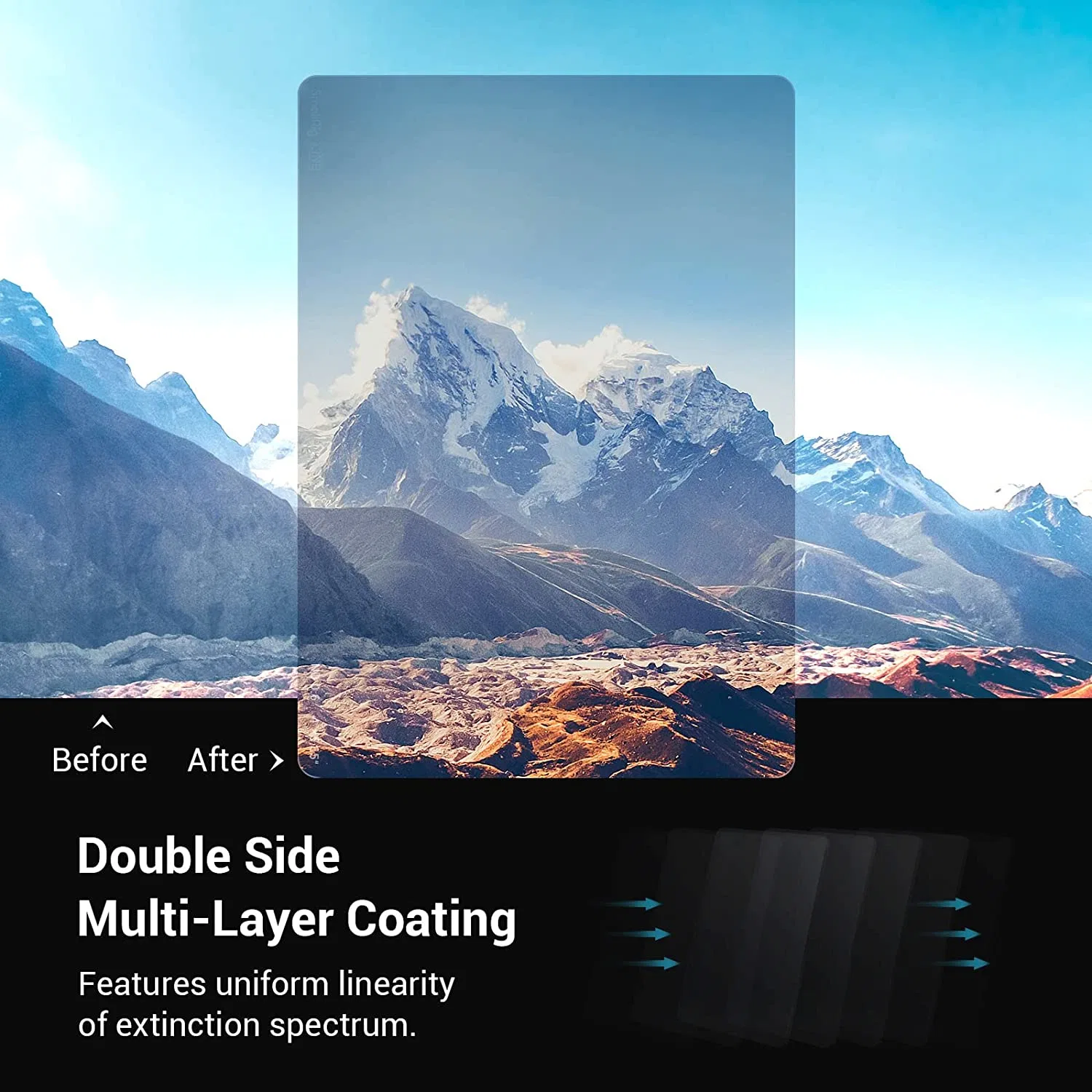 Smallrig 4X5.65 ND0.6 Filter (2 Stops) , 4mm Thick Square Neutral Density Density Filter, with Multi-Layer Coatings Schott B270 Optical Glass