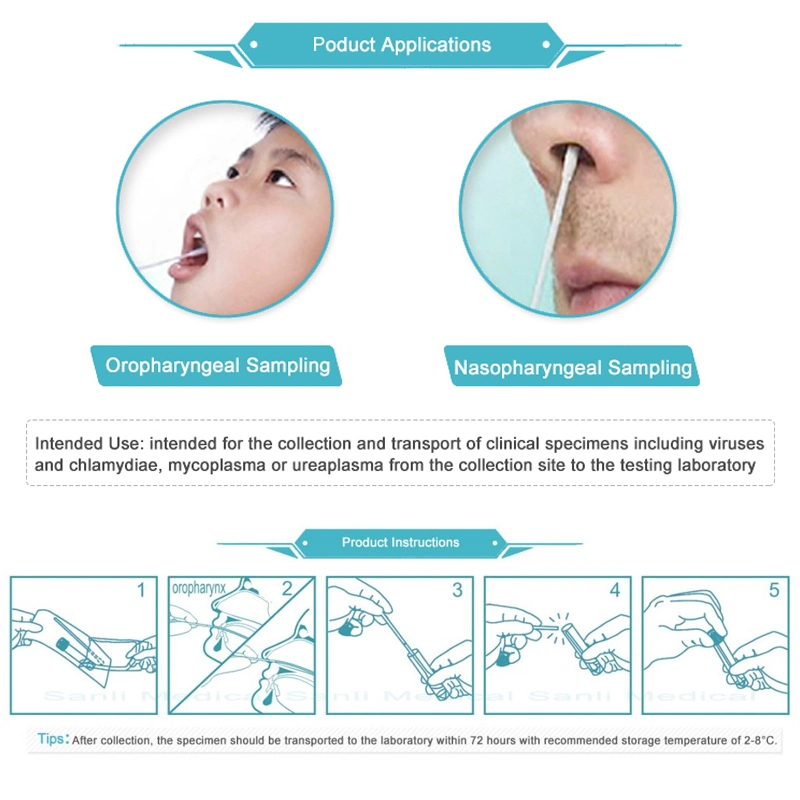 Dry Nasopharyngeal Swab Oral Vtm Swab Kit Swab Nasofaring Steril