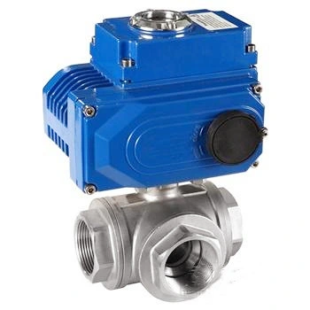 Stainless Steel Pneumatic Flange Tee/Three Way Internal Thread Ball Valve