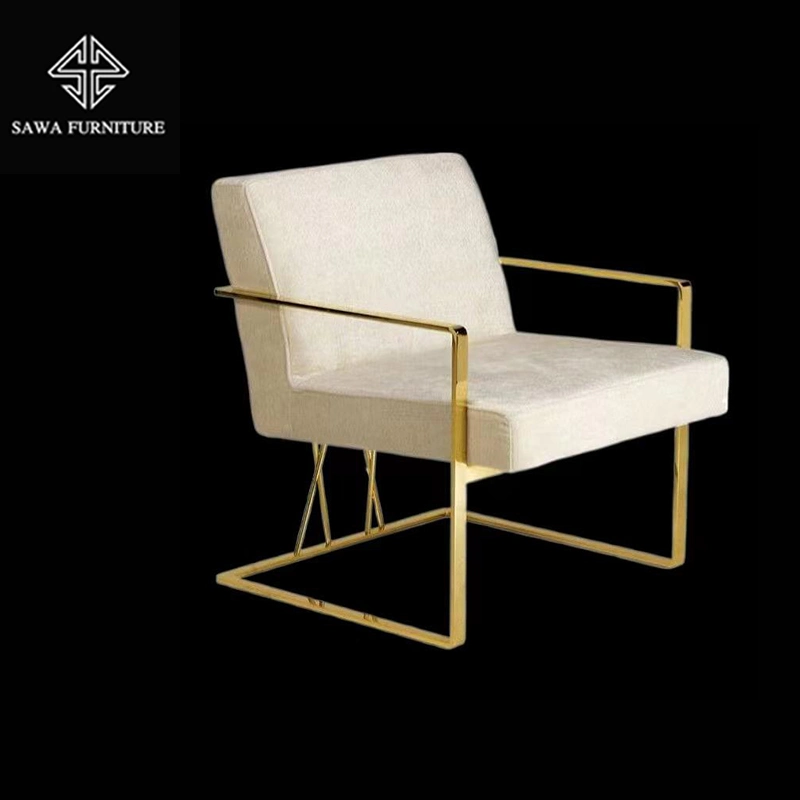 O padrão de qualidade superior para trás Cadeira de casamento em aço inoxidável de mobília de jantar em ouro