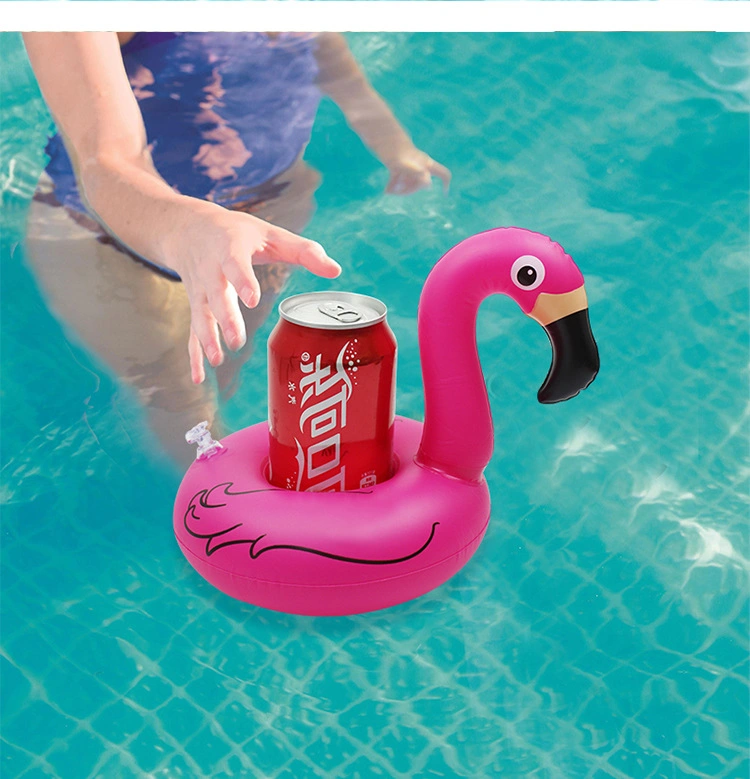 L'eau écologique jouer les jouets en PVC partie gonflable d'équipement Flamingo Porte boissons