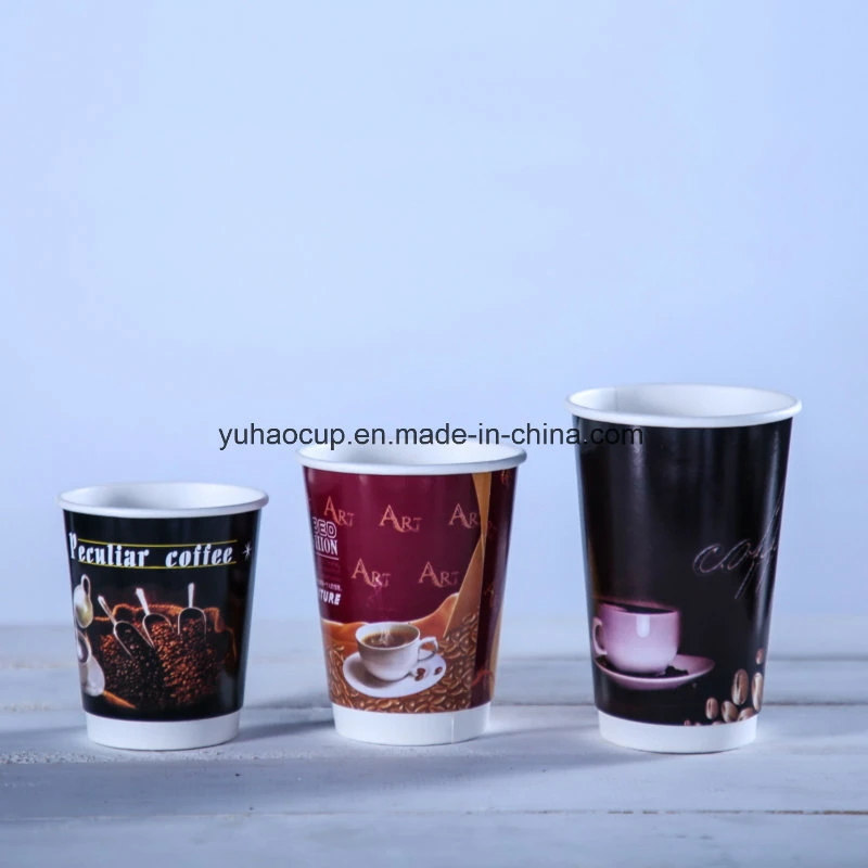 2019 Impreso personalizado 12oz café blanco de doble pared de vasos de papel