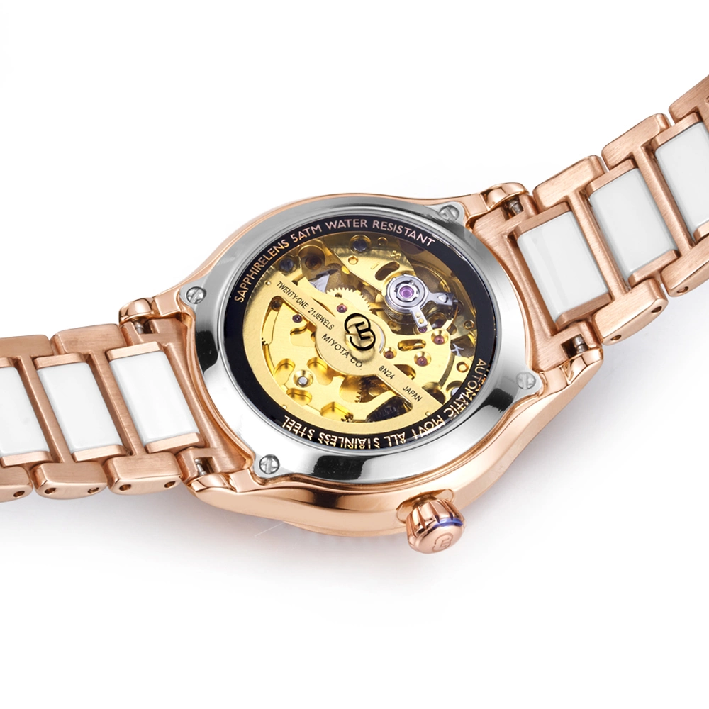 Premium de lujo en forma de corazón hueco Cristal mujer reloj de pulsera