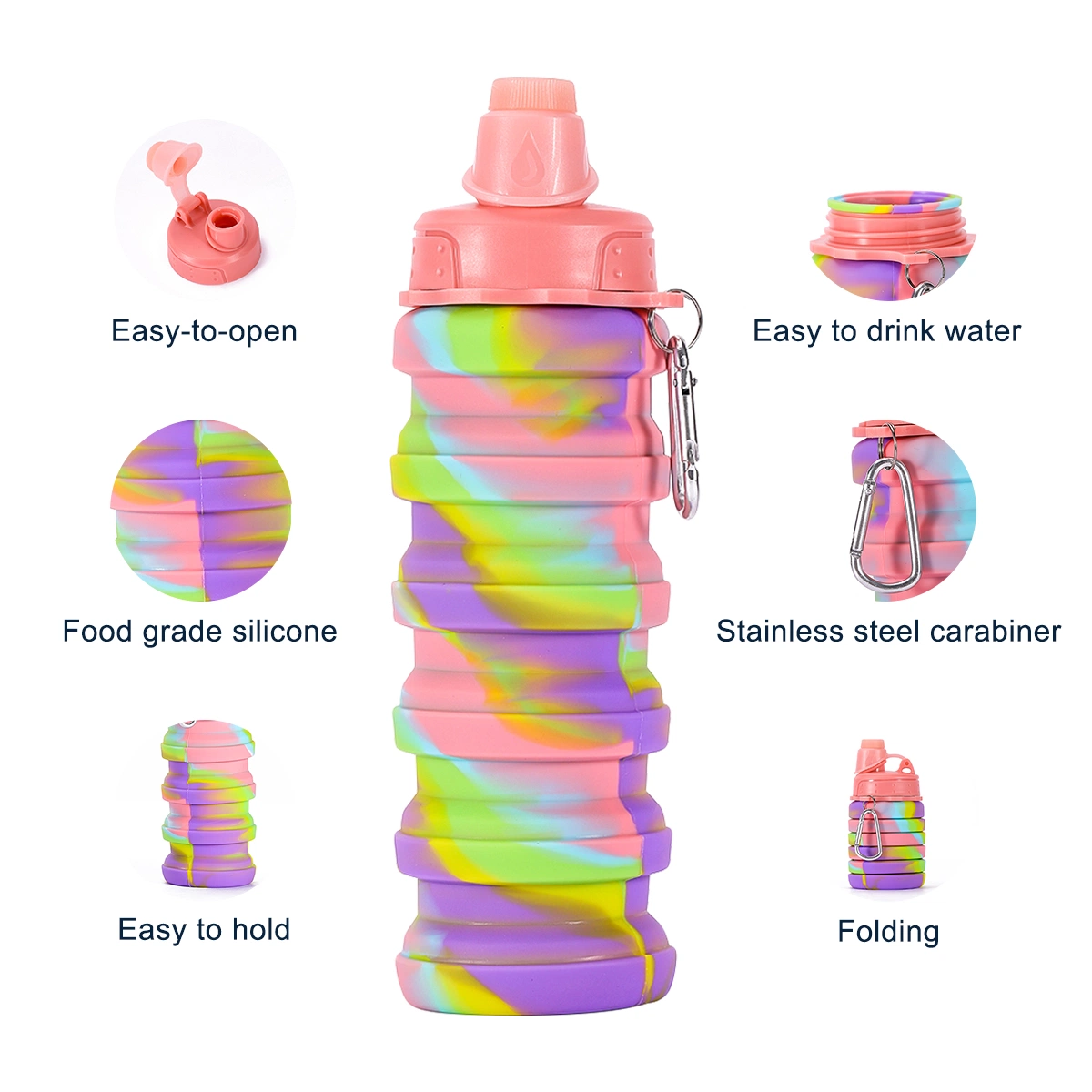 Outdoor Sport Folding Silicon Drinking Sports Silicone Water Bottle