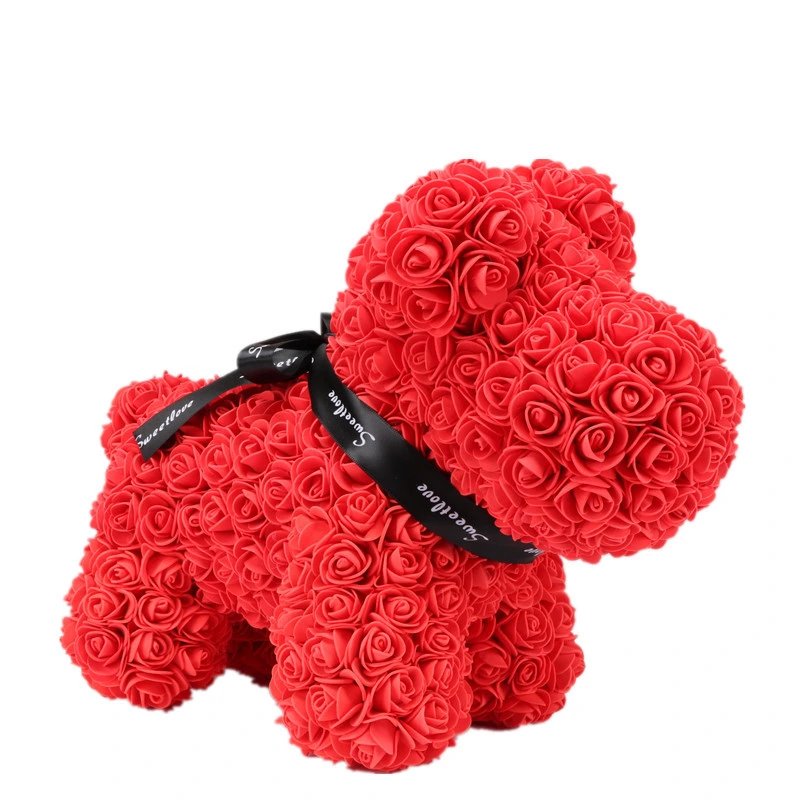 Rosa de peluche rosa flor artificial PERRO PERRO decoración navideña para la casa madre de San Valentín regalos .