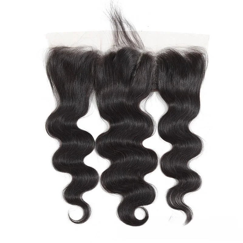 13X4 Frontal de Renda Suíça HD 100% Cabelo Humano Liso Peruano Cor Preta