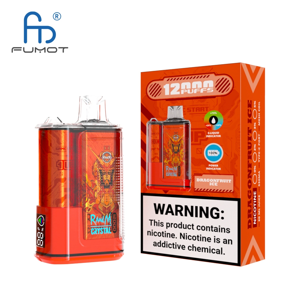 Original Fumot Crystal 12000 Puffs Vapen Einweg Vape 20ml vorgefüllt 0% 2% 5% kein Leck 12K Puff Bar Mesh Spule Wiederaufladbare Großhandel/Lieferant 12000 E Zigarette