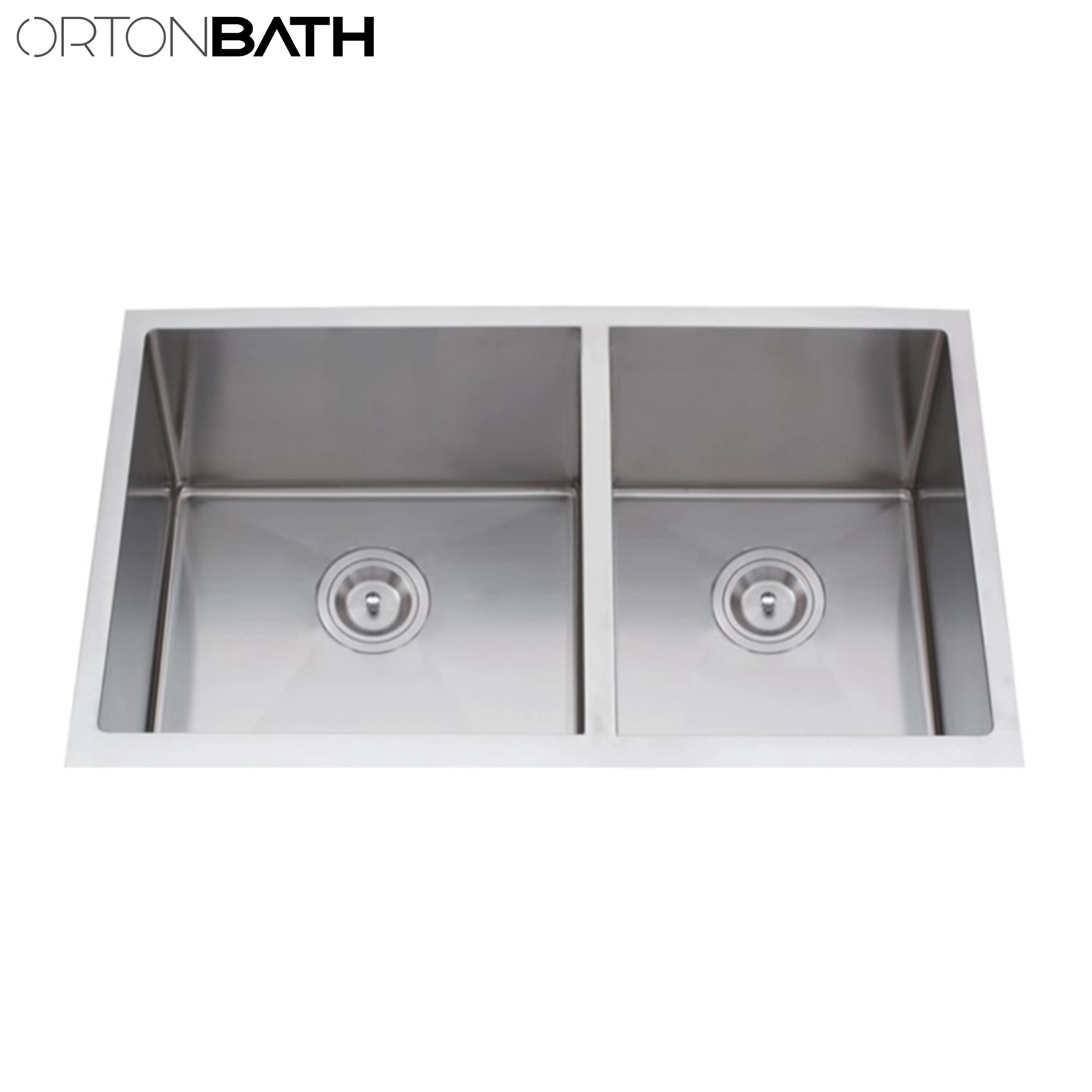 Ortonbath Large 304 Stainless Steel Rectangular Handmade Kitchen Top Mount Sink Catering Single Bowl with Drainer Set