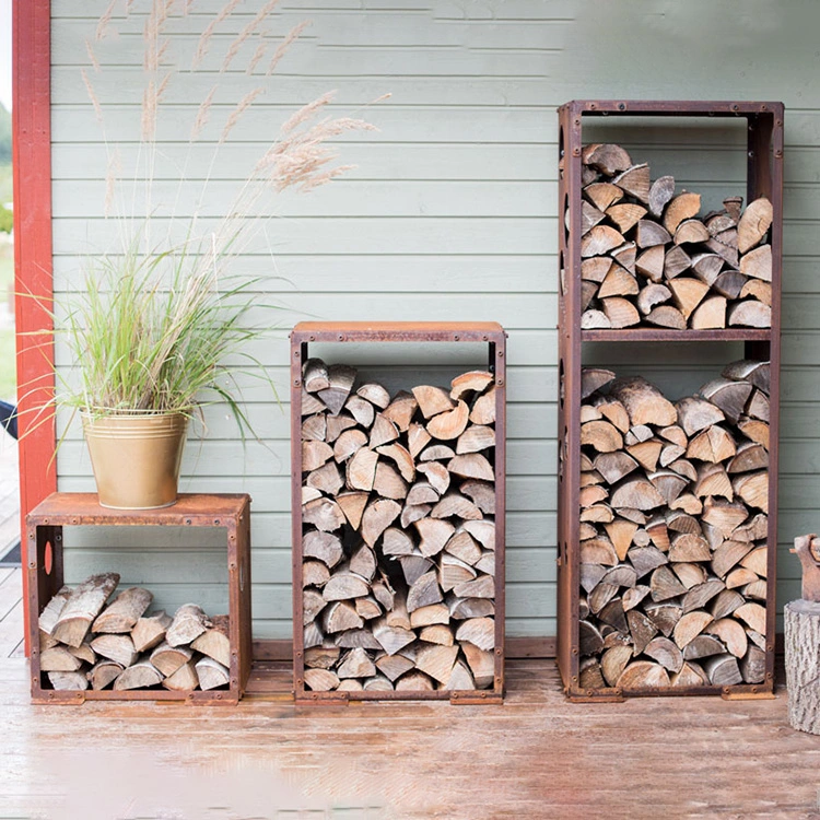 Firewood Storage Rack Firewood Flame Large Wood Laying Outdoor Wooden Shelf