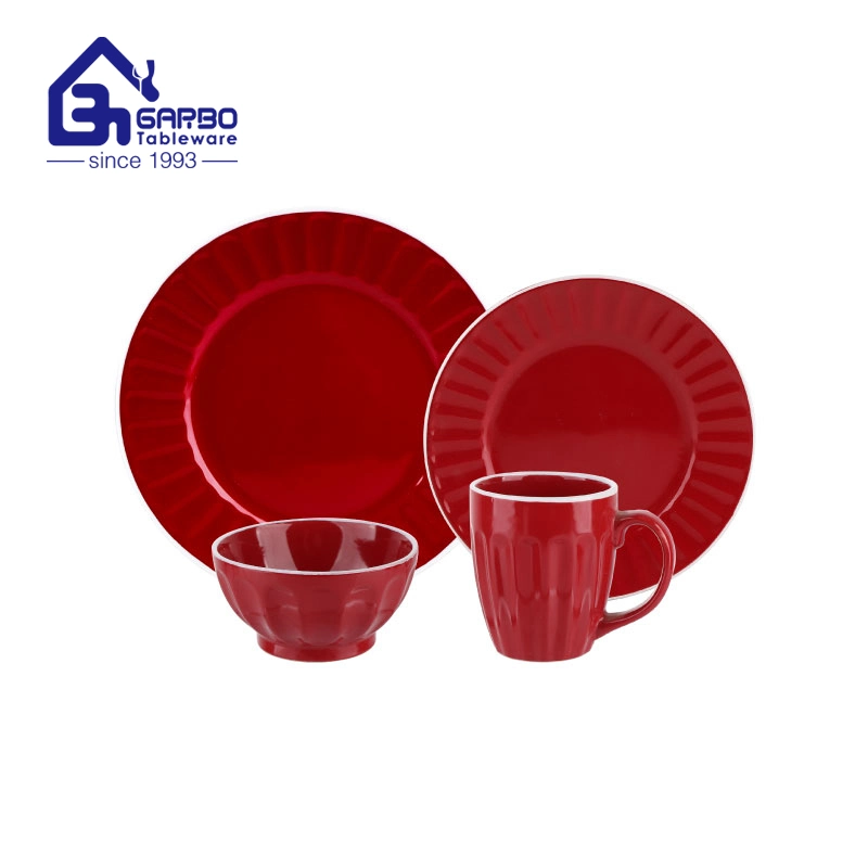 24PCS High-Quality Stoneware Ceramic Dinner Set Dinnerware Ceramic Plate Bowl Set with Painted Band Dinner Set