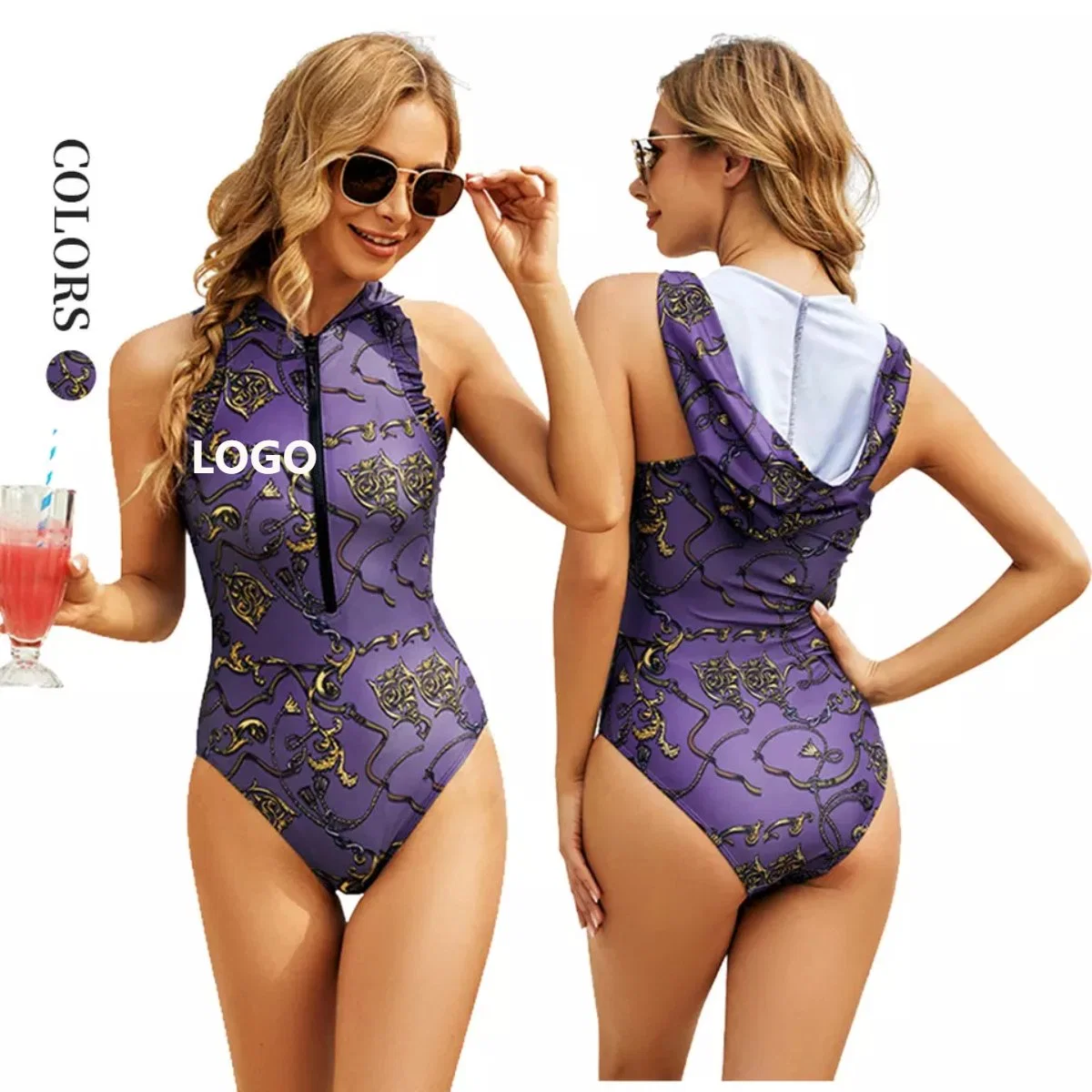 S-Shaper One-Piece Triangle Surfing Swimsuit Custom Women Bikini Beach Wear Zipper Sleeveless Sport Surfing Swimsuit