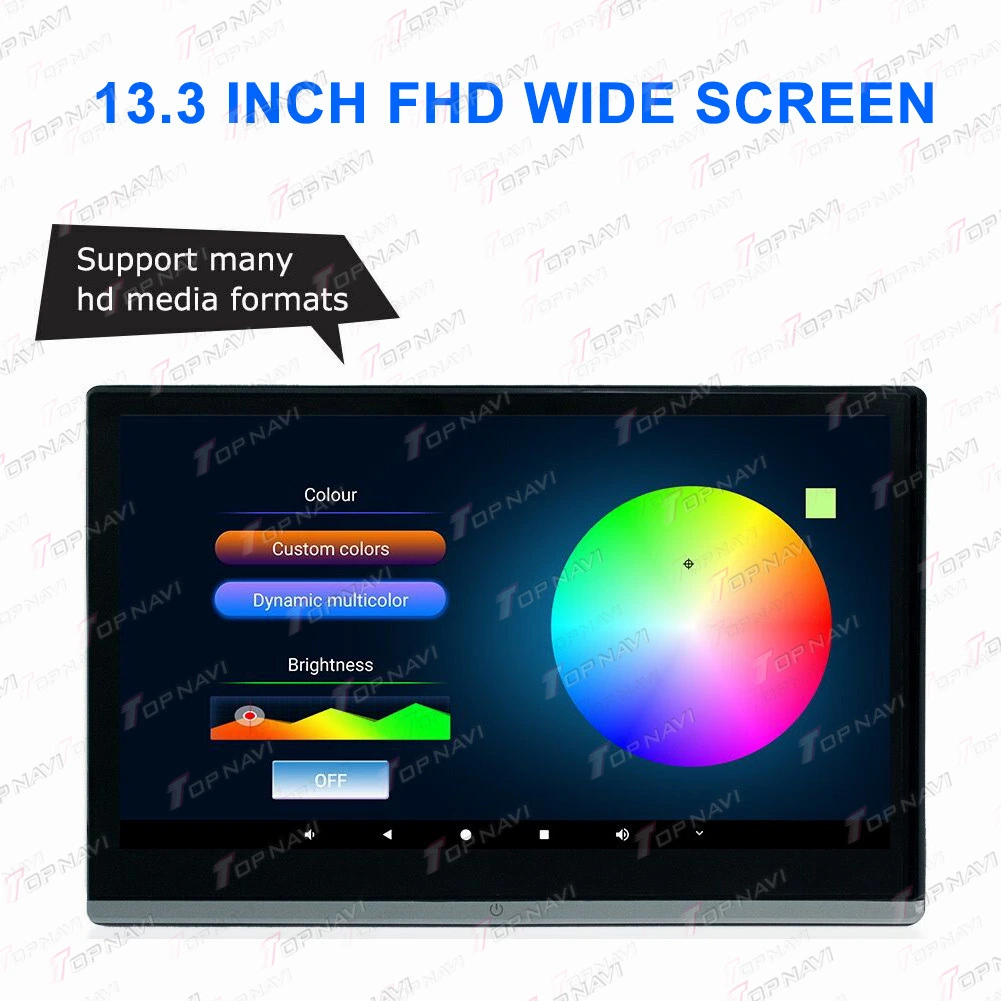 Soporte para reproductor de salida multimedia automática de 13,3 pulgadas para el reposacabezas del coche 1080p Reproductor de HD Car DVD pantalla táctil vertical estéreo compatible con Altavoz