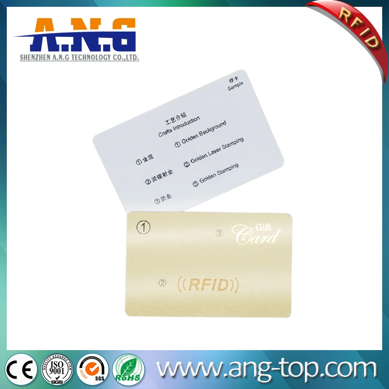 Offset Printing PVC Contactless Business IC Card with Brush Gold