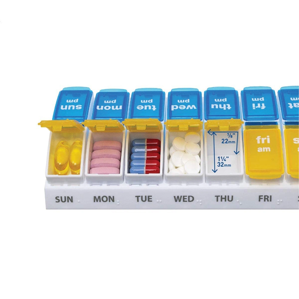 Caja de la píldora extraíble semanal Mayorista/Proveedor 7 días 14 compartimientos Caja de plástico