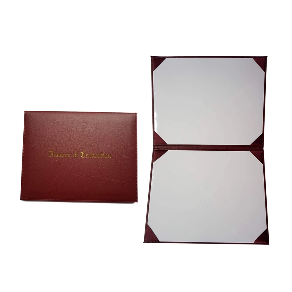 Custom Foil Logo A4 Smooth Leather Diploma Cover Certificate Holder