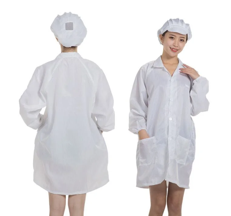 Ln-1560101 ESD Garment with 5mm Grid White Color