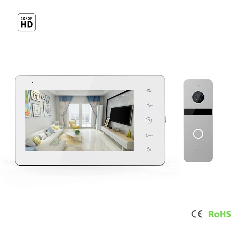 7" de vídeo HD de pantalla IPS Doorphone Inicio Sistema de intercomunicación de seguridad de interfono de lujo