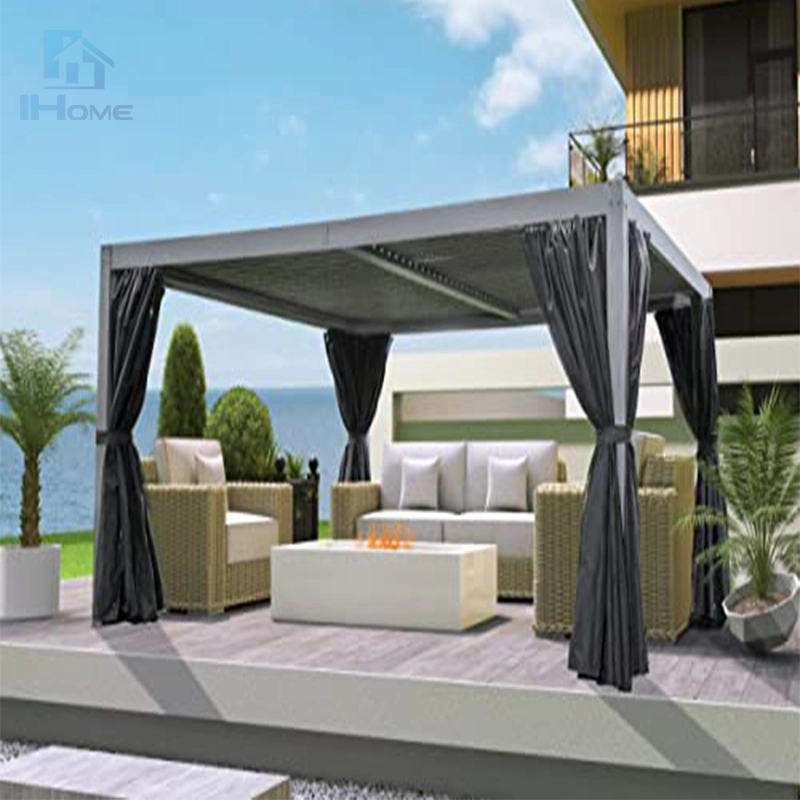 Elegante y simple Jardín de aluminio exterior barbacoa Gazebo eléctrico con Ventilador gazebo