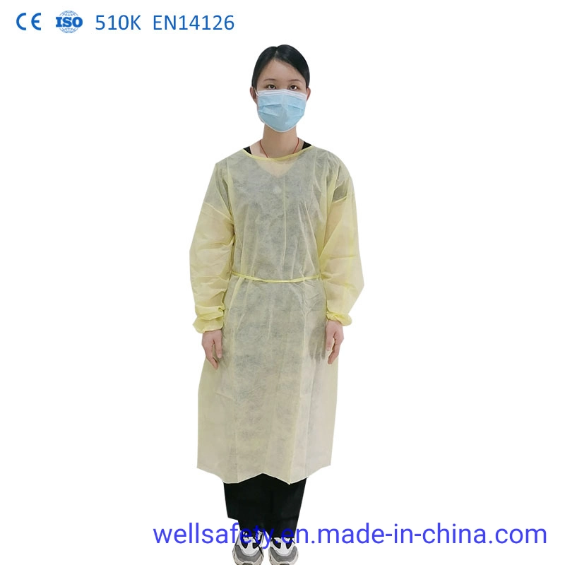 Level 2 3 PP Gown Disposable Isolation SMS PE CPE Non Sterile 30 GSM 35 Grams Chemotherapy ANSI Pb70 FDA CE 510K Gown Protective Clothing Surgeon