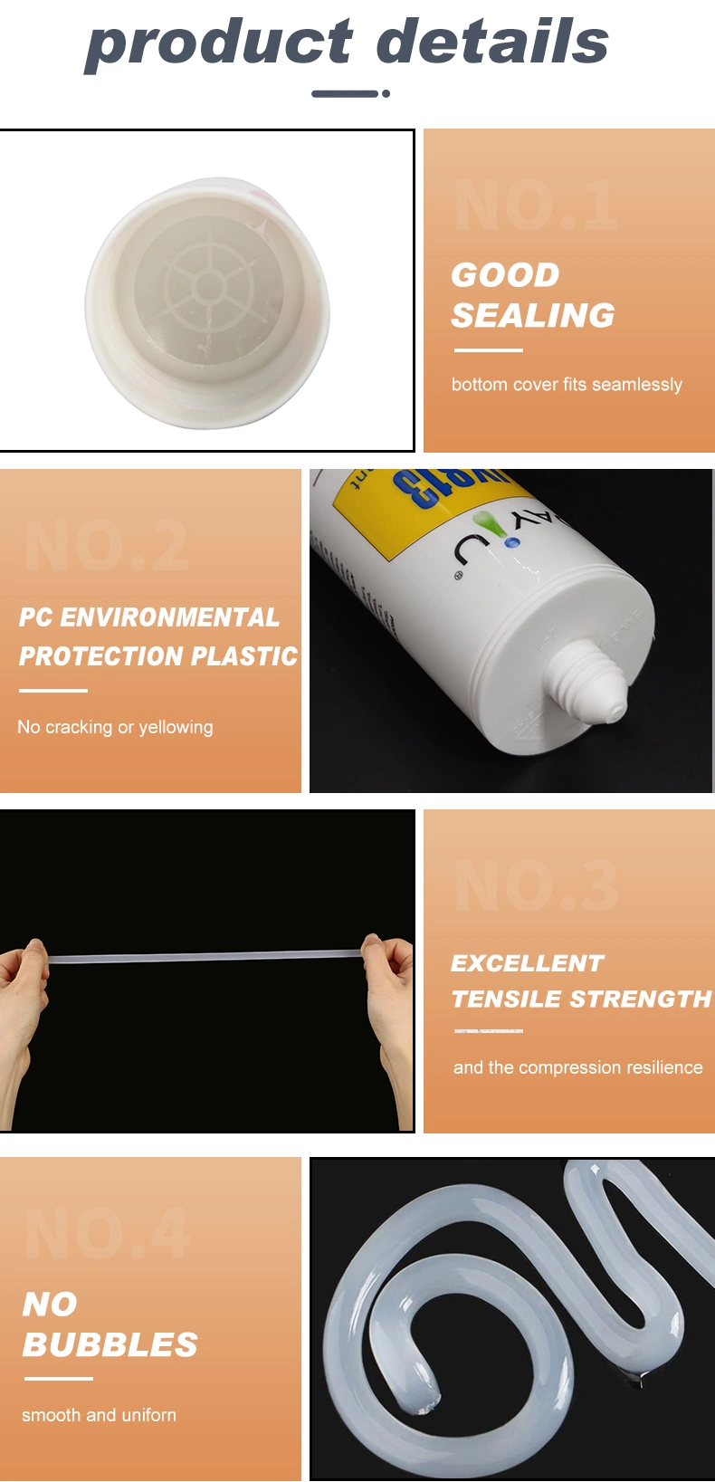 All Purpose Silicone Sealant Glue Acid Curing Adhesive Silicone Rubber