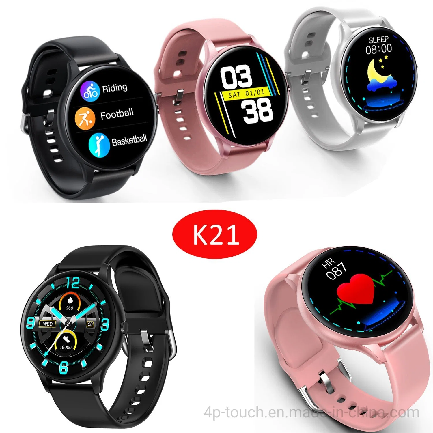 Amazon Smart Fitness Wearable montres étanches avec la pression artérielle de la fréquence cardiaque K21