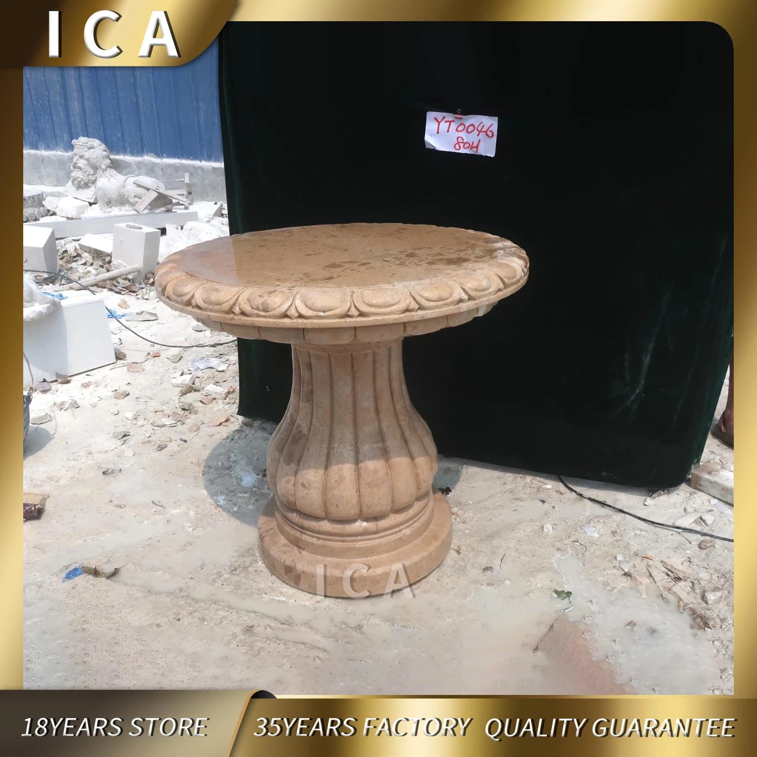 Yellow New Design Western Style Stone Outside Round Table