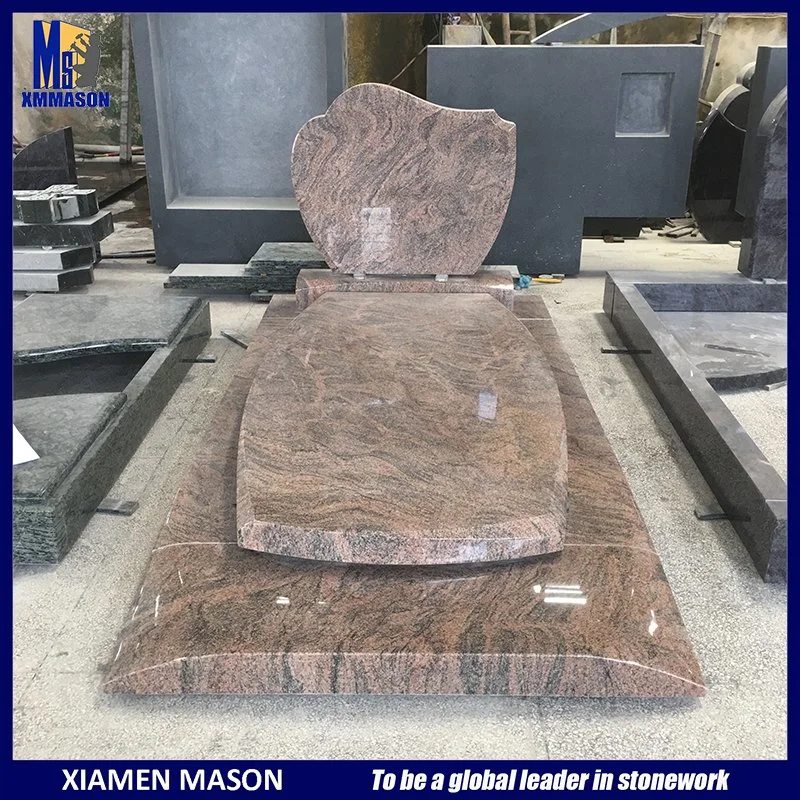 Xiamen Manufacture French Style Big Heart Shape Red Granite Funeral Monument with Hand Carving